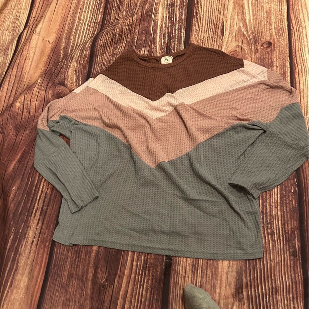 Women’s Grace & Emma Pink Grey Long Sleeve Shirt 2X